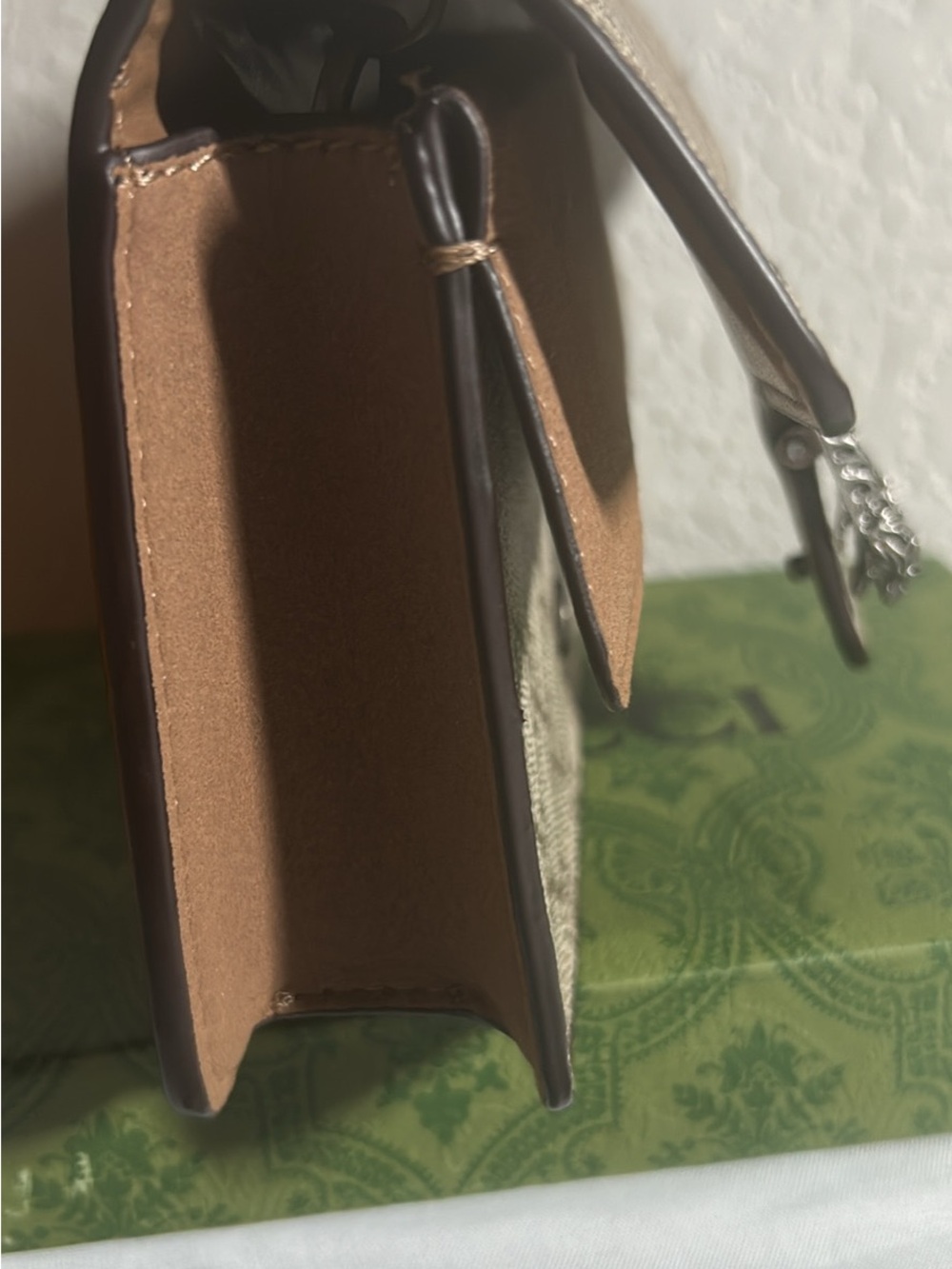 Gucci Beige GG Supreme Crossbody with Silver-Tone Dionysus Hardware - Picture 2 of 3
